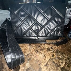 Lug Black and Gray Quilted Crossbody Bag